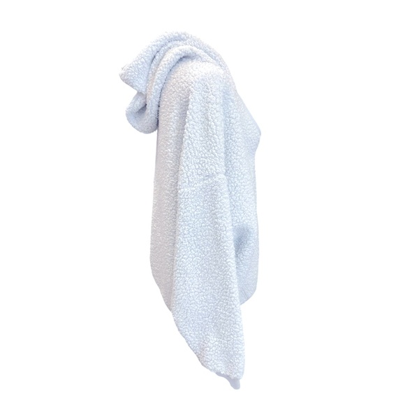 PINK Victoria's Secret Hydrangea Blue Oversized Cozy Sherpa Pullover Hoodie - Picture 5 of 10